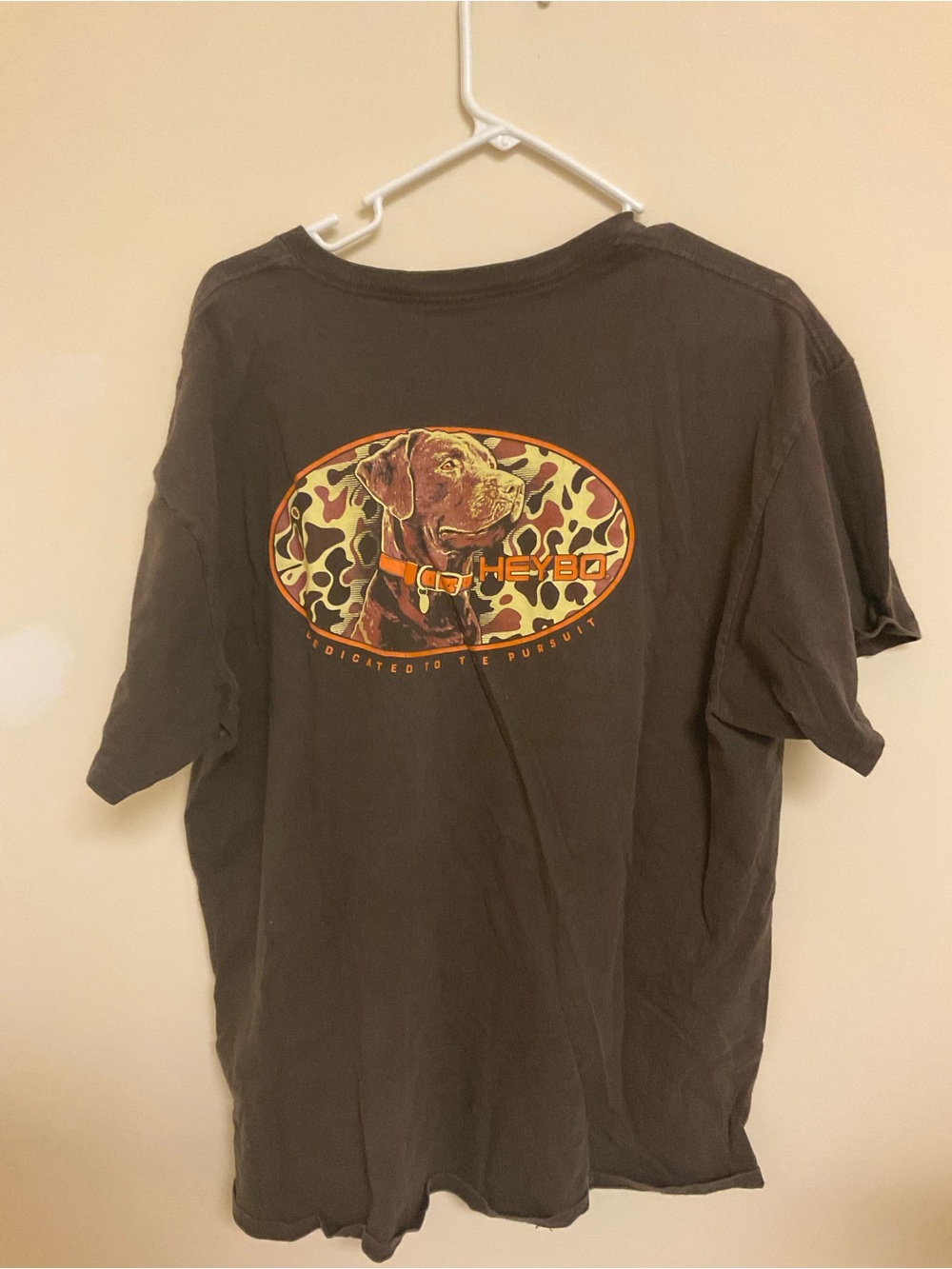 Heybo Chocolate Brown Dog Graphic Tee - Orange Accent